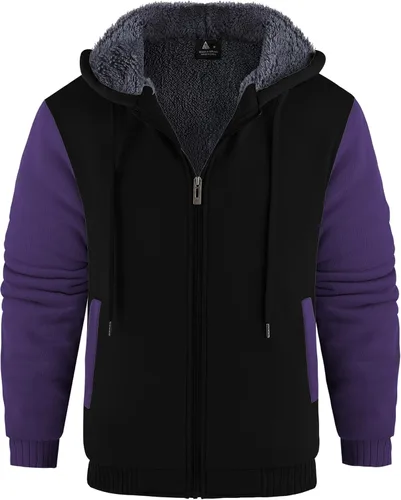 Miniatura 33 de GEEK LIGHTING Sudadera con capucha y cremallera para hombre, forro polar, chaqueta gruesa con capucha para invierno, cálida sudadera atlética