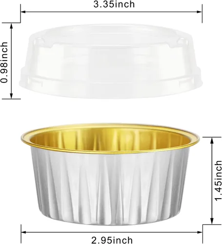 Miniatura 2 de EUSOAR Forros para cupcakes con tapas, 30 piezas desechables de papel de aluminio de 5 onzas, moldes para hornear cupcakes, envases de postre