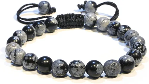 Miniatura 189 de Adjustable Crystal Bracelet – Gemstone Bead Bracelet with Adjustable Macrame String – Chic Gemstone Bracelet for Men and Women – 8mm Round Healing