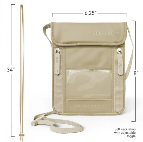 Miniatura 82 de Venture 4th bolsa de cuello de viaje con traba RFID, gris), V4-01-NP-GR