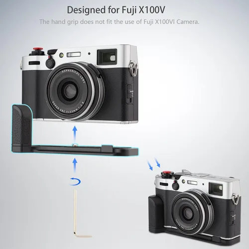 Miniatura 6 de Haoge HG-X100V Placa de liberación rápida Soporte de cámara Soporte de mano para Fujifilm Fuji X100V X100F Cámara Fit Arca Swiss Sunwayfoto Kirk RRS