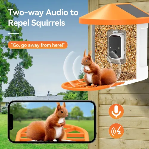 Miniatura 6 de FVVL - Comedero para pájaros con cámara alimentado por energía solar, cámara inteligente de alimentación inteligente para aves con visión