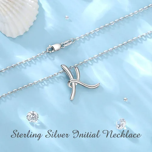 Miniatura 58 de EUDORA Collares de plata esterlina con inicial para mujer, regalos clásicos de 26 letras sin cuello para niñas, hermana, madre hija, cadena de 18