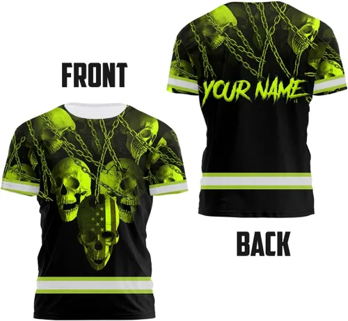 Miniatura 3 de Camisa de alta visibilidad para hombre, camisas de seguridad reflectantes con nombre personalizado para patriota, patriótico, veterano, militar
