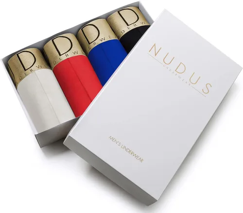 Miniatura 2 de NUDUS Ropa interior de bambú de 2 bolsas para hombre, paquete de 4 calzoncillos tipo caja de regalo, calzoncillos tipo bóxer