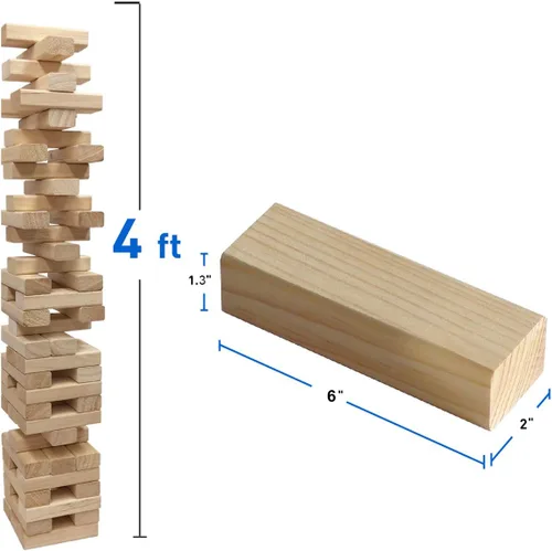 Miniatura 7 de easyGO grandes bloques de madera Stack & Tumble gigante Stacking & Tumble Tower Juego, Stacks a más de 4 pies de altura.