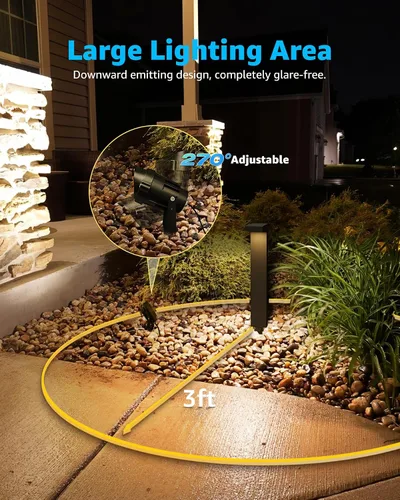 Miniatura 4 de SUNVIE Kit de iluminación LED de bajo voltaje para paisajes, luces de camino de bajo voltaje impermeables para exteriores cableadas con focos, 3000