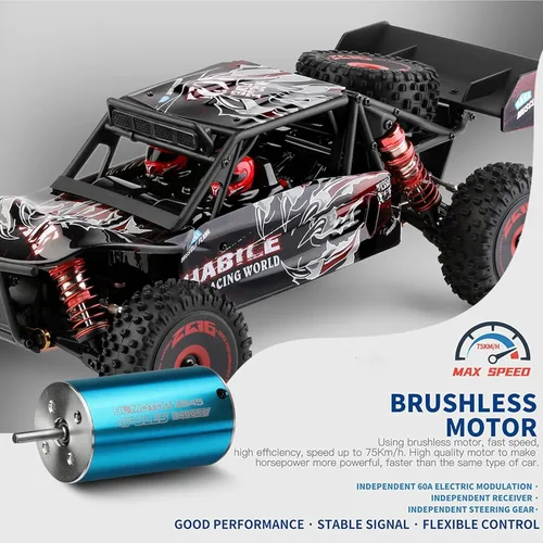 Miniatura 6 de GoolRC WLtoys 124016 V2 - Auto a control remoto a escala 1:12, 4WD 46.6 mi/h, camión de carreras de alta velocidad, 2.4 GHz todo terreno todoterreno