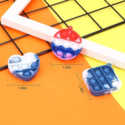 Miniatura 7 de 120 piezas de juguetes sensoriales de burbujas para apretar, mini llavero para aliviar la ansiedad y el estrés, premio de silicona a granel