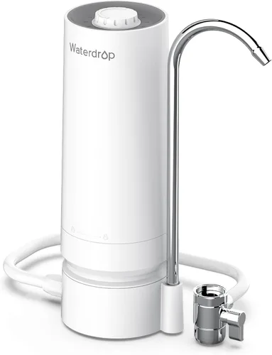 Waterdrop Filtro de agua para grifo de fregadero, sistema de filtro de agua de encimera de 4000 galones y recordatorio de vida del filtro, reduce