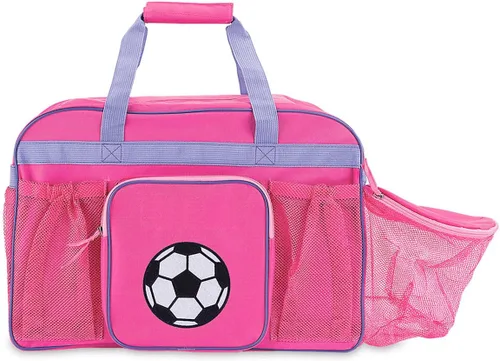 Lillian Vernon Bolsa de lona de fútbol personalizada para niños, equipo deportivo y de viaje con compartimento para pelotas y botellas de agua,