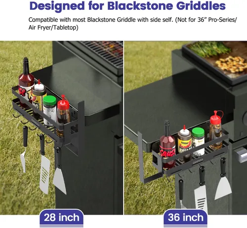 Miniatura 3 de Geesta Organizador de plancha mejorado para parrillas Blackstone de 28"/36", caja de almacenamiento de accesorios para barbacoa con soporte