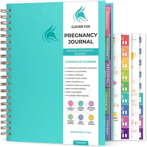 Miniatura 17 de Clever Fox Diario de embarazo y libro de recuerdos – Agenda de embarazo y cuaderno para futuras mamás – Recuerdo del bebé, regalo para madres
