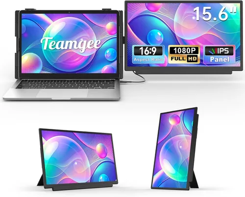 Miniatura 10 de Teamgee Extensor de pantalla para portátil de 14 pulgadas, FHD 1080P IPS triple monitor portátil para portátil de 13 a 17 pulgadas (diagonal)