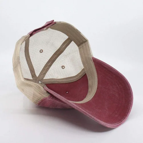 Miniatura 3 de Gorra de béisbol ajustable de malla suave de algodón lavado vintage