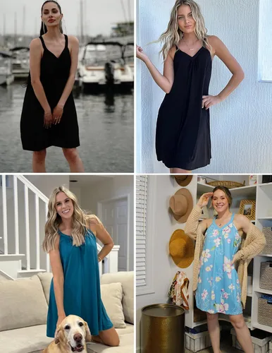 Miniatura 5 de Ekouaer - Camisón sin mangas para mujer, cuello en V, espalda cruzada también sirve como ropa para dormir