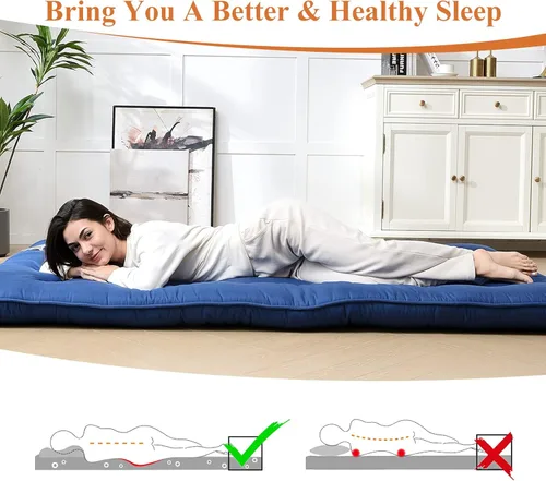 Miniatura 3 de Colchón de futón grueso para dormir, colchón plegable para adultos, niños, tapete de tatami, colchón de campamento, viaje por carretera, tapete