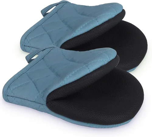 Miniatura 10 de 1 par de manoplas cortas para horno, guantes de silicona resistentes al calor para cocina, mini guantes de horno para 500 grados, superficies