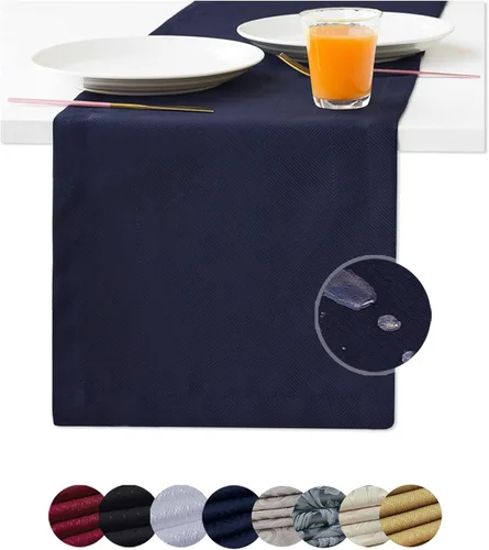 Miniatura 14 de Camino de mesa negro de 36 pulgadas, camino de mesa auxiliar impermeable, bufanda de tocador, caminos de mesa de comedor pequeños y cortos