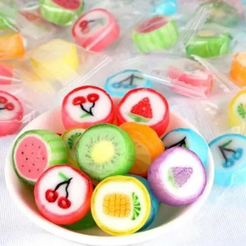 Rebanadas de frutas en caramelo - Caramelo duro a granel 1 lb Bolsa de rebanadas de caramelo de fruta pequeñas envueltas individualmente (aprox. 118