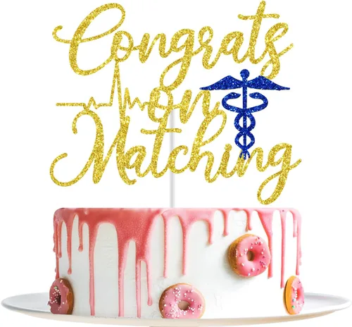 Miniatura 8 de Felicidades por la decoración de pastel a juego, feliz día de partido, partido 2026, decoración del día del partido del médico, decoraciones