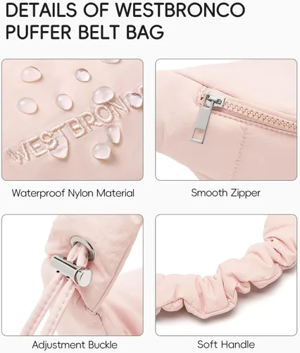 Miniatura 17 de WESTBRONCO Riñoneras para mujeres y hombres, bolsa para cinturón con bolsillos con cremallera, riñoneras modernas, bolsas cruzadas ligeras de 1