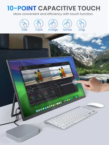 Miniatura 3 de UPERFECT Monitor portátil con pantalla táctil 2K QLED, monitor de juegos de 22" con VESA y soporte ajustable de 180°, 2560×1440 QHD FreeSync HDR