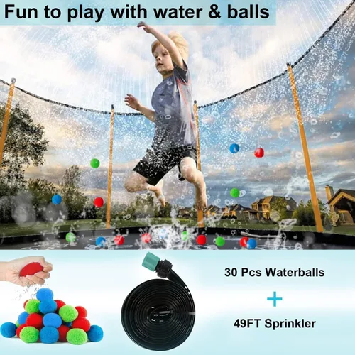 Miniatura 4 de 1500 libras 10 12 14 15 16 pies para adultos y niños con rociador, luces, aro de baloncesto, bolas de agua, 16 calcetines, trampolín recreativo