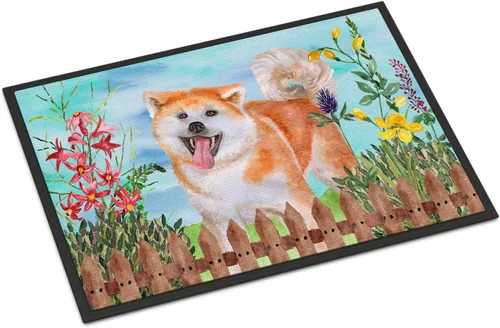Miniatura 131 de Caroline's Treasures CK1311MAT Cavalier Spaniel Poinsettas - Felpudo de 18 x 27 pulgadas, tapete para puerta delantera, interior y exterior