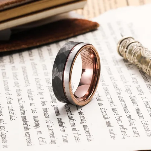 Miniatura 112 de King Will Anillo de boda de carburo de tungsteno para hombre con diseño de ranura, 6/7/0.315 in de ancho, acabado cepillado/pulido para hombre