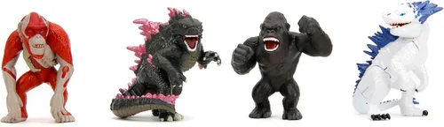Jada Godzilla x Kong Metalfigs - Juego de 4 figuras fundidas a presión de 2.5 pulgadas, Godzilla, King Kong, Skar, Shimo, a partir de 8 años