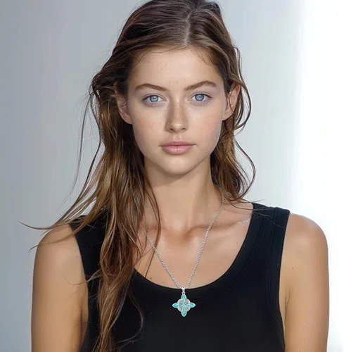 Miniatura 54 de Joyas de turquesa para mujeres y hombres de plata de ley 925 con colgante de urna para cenizas, collar con medallón de imagen, martillo de Thor