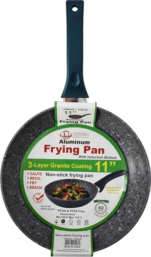 Uniware Sartén antiadherente de aluminio con parte inferior de inducción, revestimiento de granito de 3 capas, 3 variantes de tamaño (11 pulgadas)