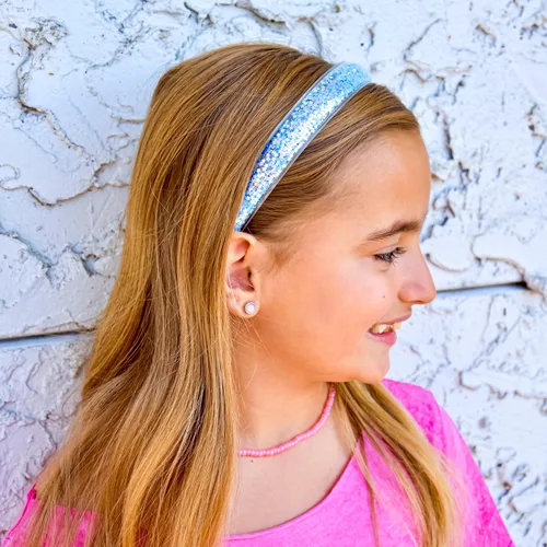 Miniatura 5 de FROG SAC 4 diademas para niñas – Diadema con purpurina para niños, bandas finas para la cabeza de niña pequeña, accesorios para el cabello de niños