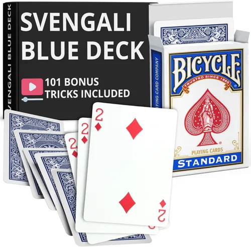 Miniatura 14 de Ted's Sterling Magic Precision Blue Rider Back Bicicleta Svengali Deck con instrucciones para más de 100 trucos (2 de clubes)