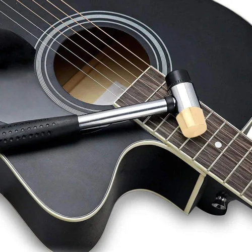 Miniatura 5 de Martillo de plástico para guitarra, cabeza de latón y goma, herramienta de martillo de trastes de doble cabeza, herramientas de anatomía