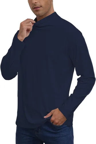 Miniatura 2 de Camisetas casuales de cuello alto falso para hombre, manga larga, térmicas, elásticas, básicas, ligeras, camisetas
