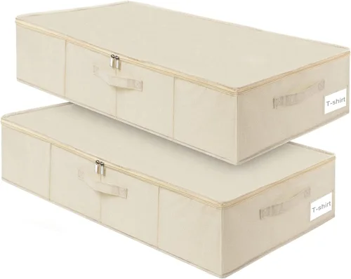 Miniatura 13 de Contenedor de almacenamiento para debajo de la cama, paquete de 3 bolsas de almacenamiento debajo de la cama con tapa, organizador de almacenamiento