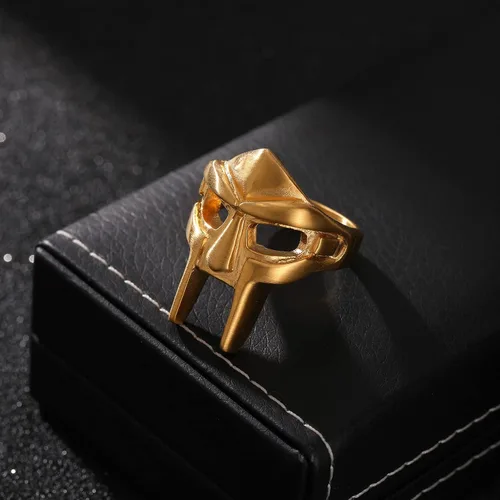 Miniatura 4 de Yumikoo Doom - Anillo de máscara dorado - Anillos de acero inoxidable de titanio para hombre