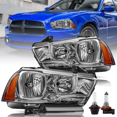 Miniatura 19 de Conjunto de faros halógenos compatible con Dodge Charger 2015-2023 con doble barra LED DRL, par izquierdo del conductor izquierdo