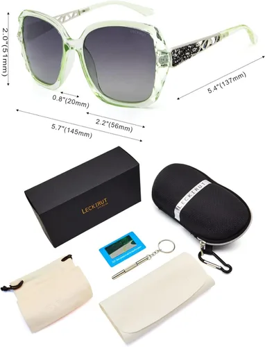 Miniatura 6 de LECKIRUT - Lentes de sol de gran tamaño para mujer lentes de sol clásicos y a la moda con protección UV polarizada