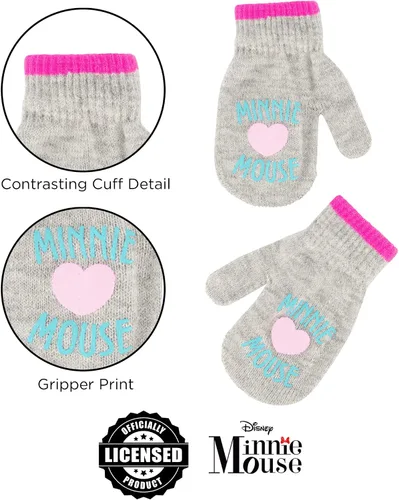 Miniatura 5 de Disney Conjunto de gorro y guantes de invierno para niñas de 2 a 4 años o gorro de Minnie Mouse y guantes para niños de 4 a 7 años