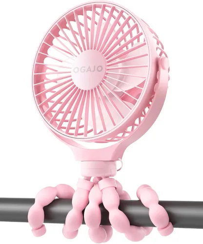 Miniatura 8 de Ventilador portátil para cochecito, ventiladores USB recargables personales con batería de 5200 mAh, 3 velocidades, asiento de coche para bebé, mini