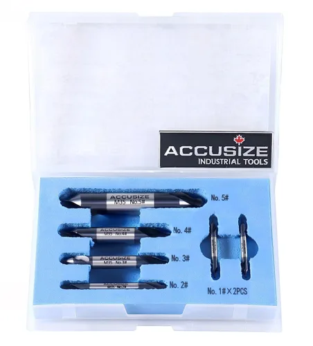Miniatura 11 de Accusize - Juego de brocas centrales largas, #1-#5, 3/64"-3/16", 5-Pc, M2 HSS, 3560-1001 4.0 in OAL, Acero de Alta Velocidad M2, Estilo Liso
