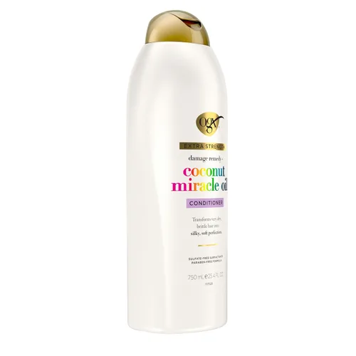 Miniatura 8 de OGX Remedio Extra Fuerte Contra Daños + Acondicionador de Aceite Milagroso de Coco para Cabello Seco, Encrespado o Grueso, Acondicionador Hidratante