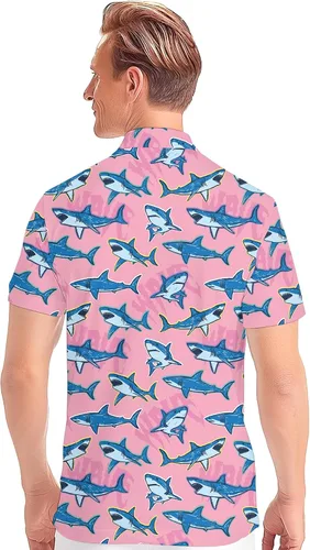 Miniatura 3 de PAGYMO Golf Shirts for Men Crazy Hawaiian Funny Print Mens Polo Shirt