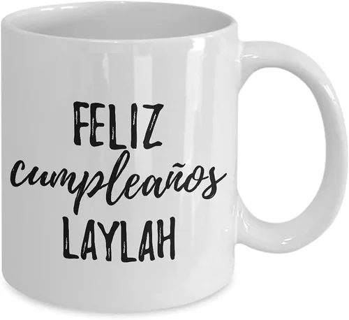 Miniatura 2 de Feliz Cumpleanos Laylah Mug Spanish Happy Birthday Personalized Name Gift Coffee Tea Cup 11 oz