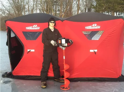 Miniatura 2 de THUNDERBAY Ice Cube Series Pop-Up Hub-Style Ice Fishing Shelter, 68-112 Square Feet of Fishable Area, Portable 6-8 Person Ice Shanty
