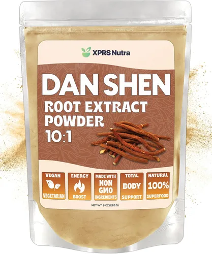 XPRS Nutra Dan Shen Extracto de raíz en polvo 10:1 - Polvo concentrado de alta calidad Dan Shen (salvia roja), Danshen apto para veganos (8 onzas)