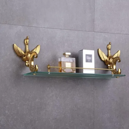 Miniatura 5 de Estante de cristal de cisne para ducha, juego de accesorios de baño, montaje en la pared, 19.7 in, soporte de una sola capa, organizador de baño